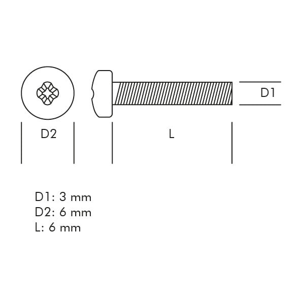 M3x6 module black screws (bag with 100 pieces)