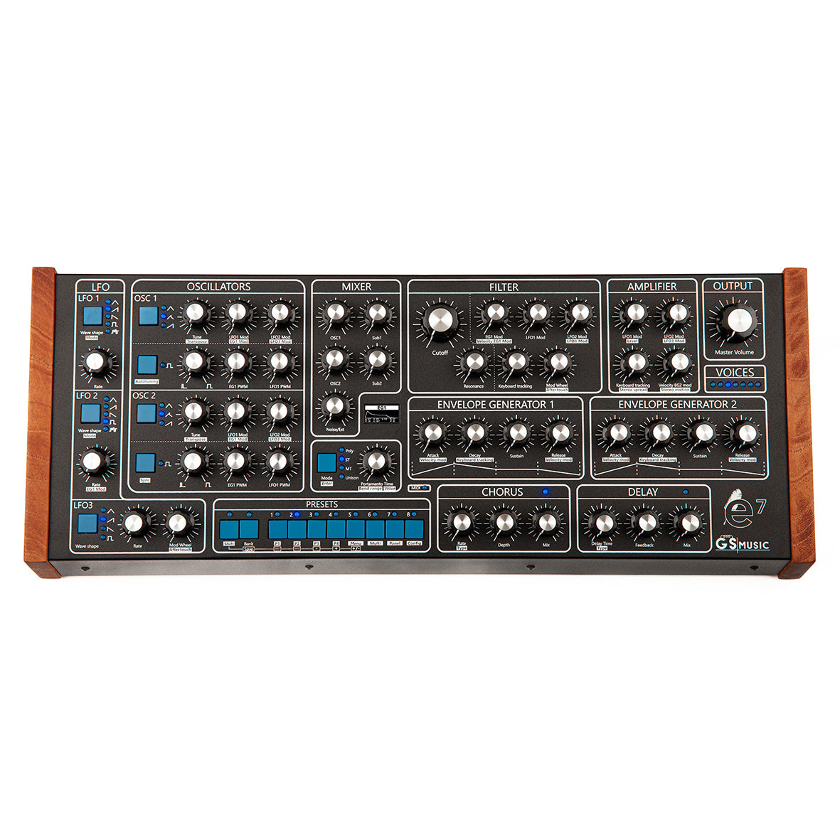 e7 Analog Polyphonic Synthesizer (Black/Blue)